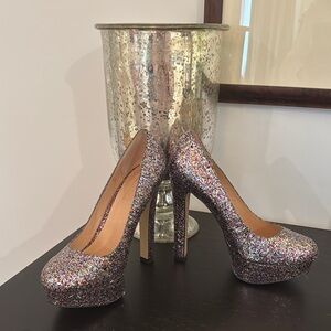 TOPSHOP Glitter Platform Heels size 39